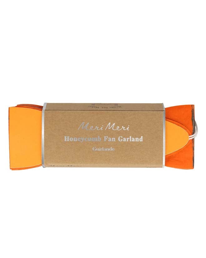 Little meri meri party black & orange stripe honeycomb garland