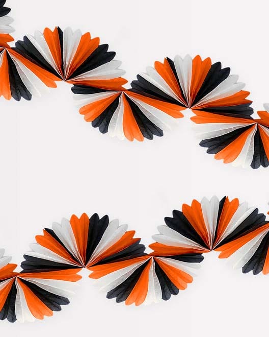 Little meri meri party black & orange stripe honeycomb garland