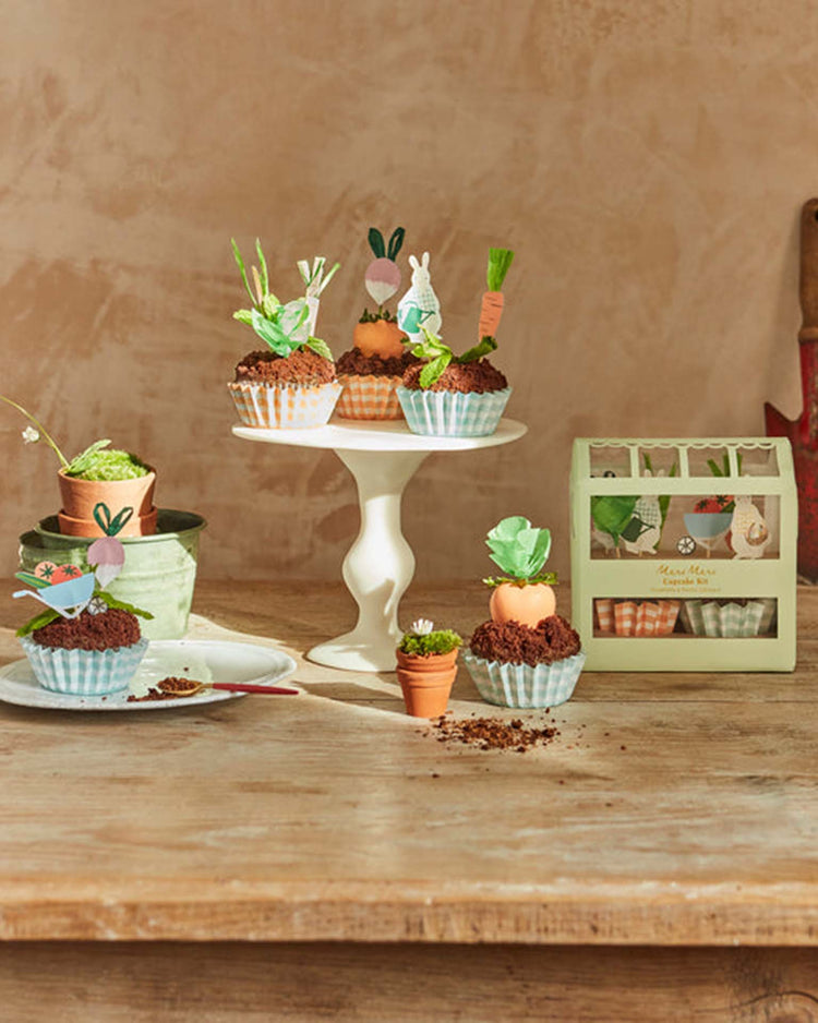 Little meri meri paper + party bunny greenhouse cupcake kit
