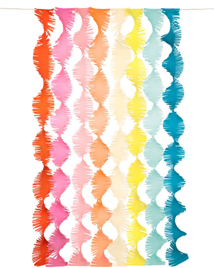 Little meri meri paper + party rainbow twisty fringe backdrop