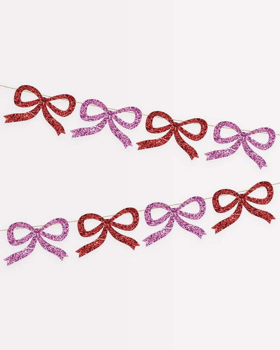 Little meri meri party red & pink glitter bow garland