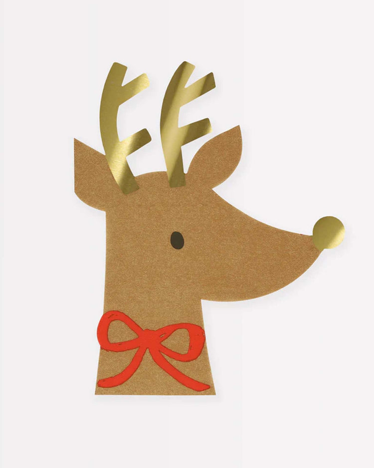 Little meri meri party reindeer with red bow napkins