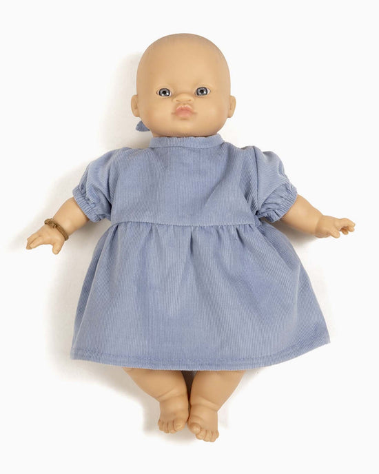 Little minikane play faustine dress with balloon sleeves in artic blue