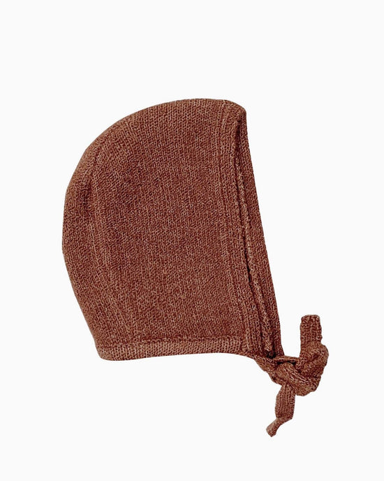 Little Minikane play knit bonnet in heather caramel