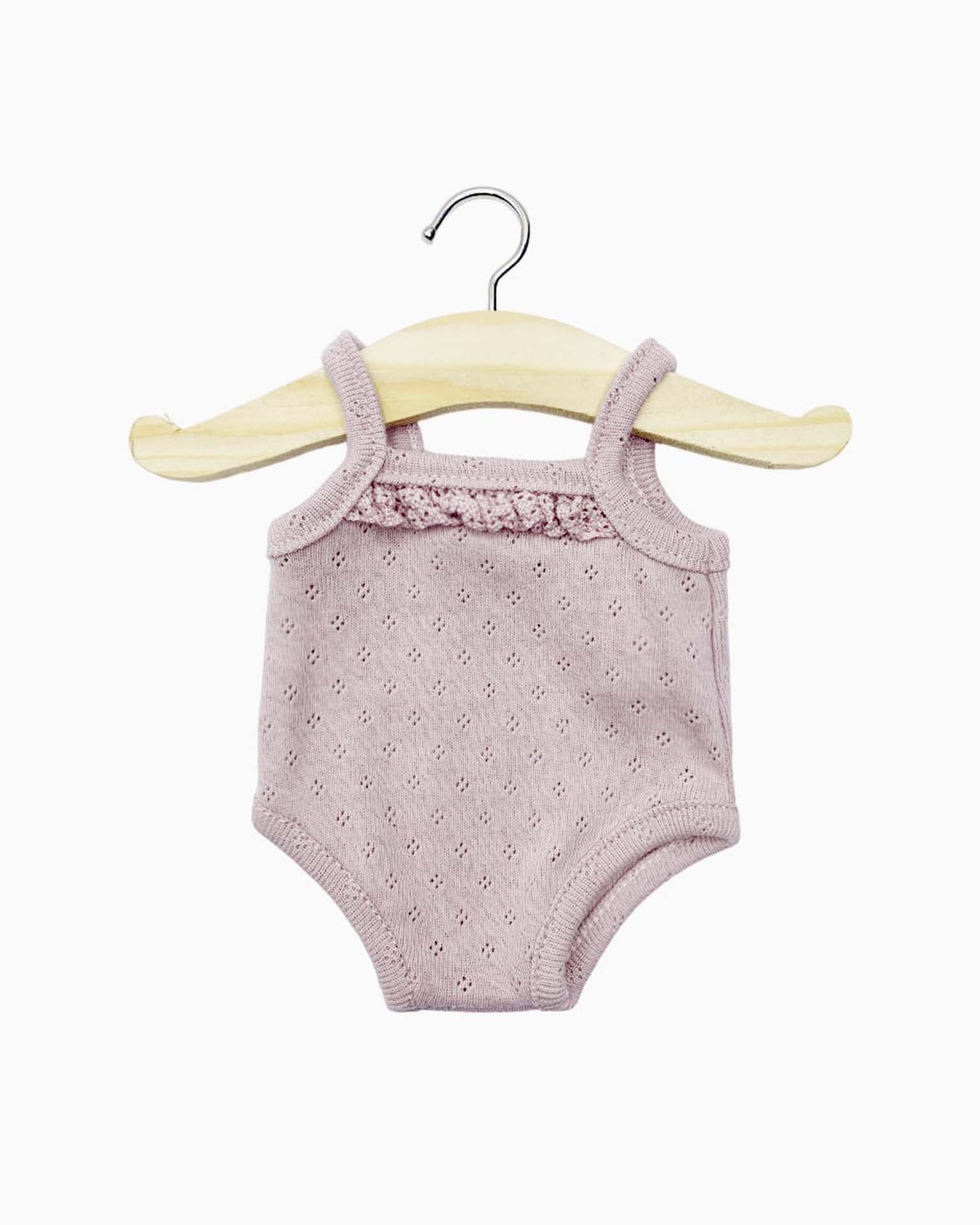 Little Minikane play Les P’tits Basiques pointelle bodysuit in old pink