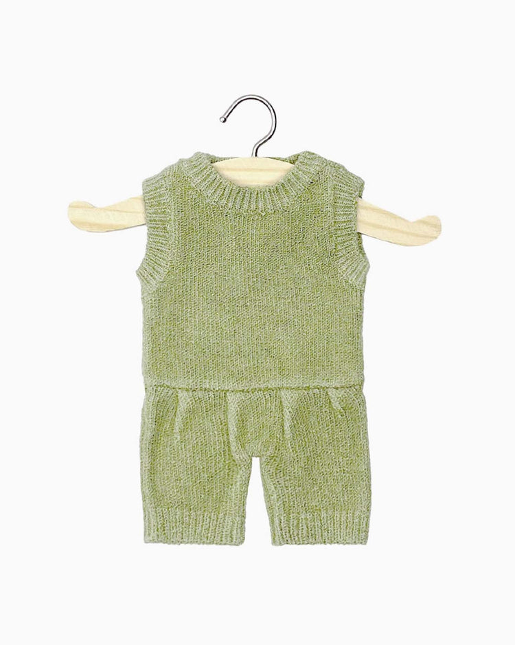 Little Minikane play orléane knit romper in sage green