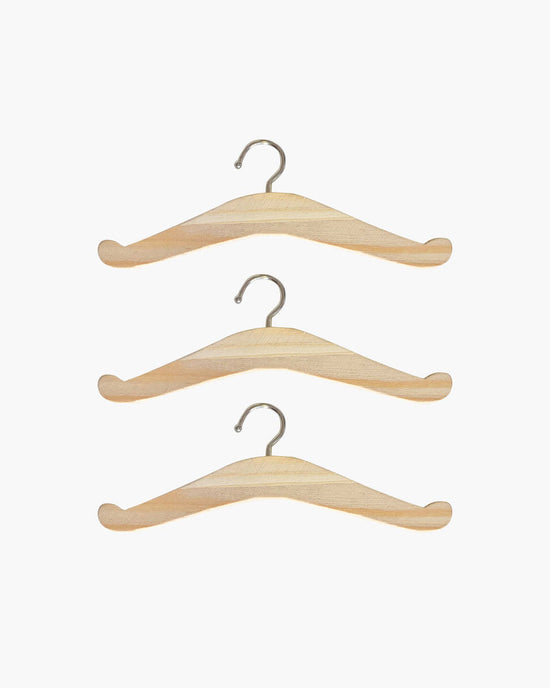 Little minikane play set of 3 wooden doll hangers