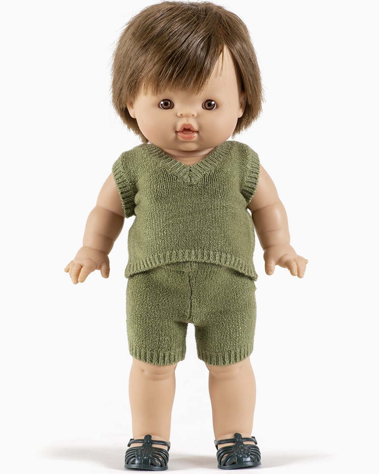 Little Minikane play vito knit shorts in sage green