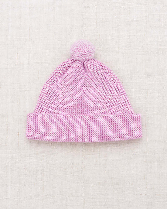 Little misha + puff baby baby garter hat in pink lilac
