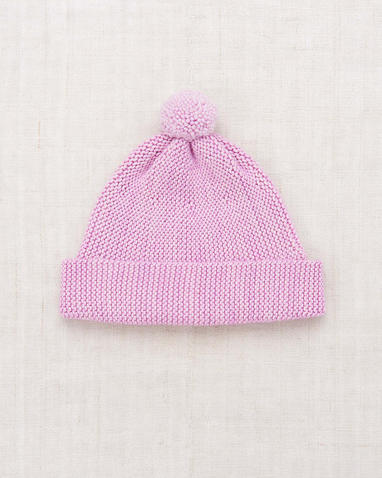 Little misha + puff baby baby garter hat in pink lilac