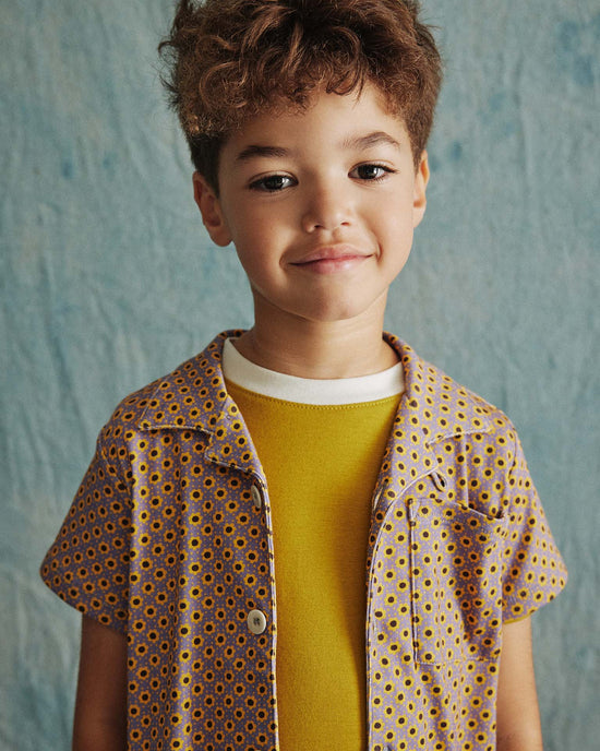 Little misha + puff kids sonny top in pewter flower dot