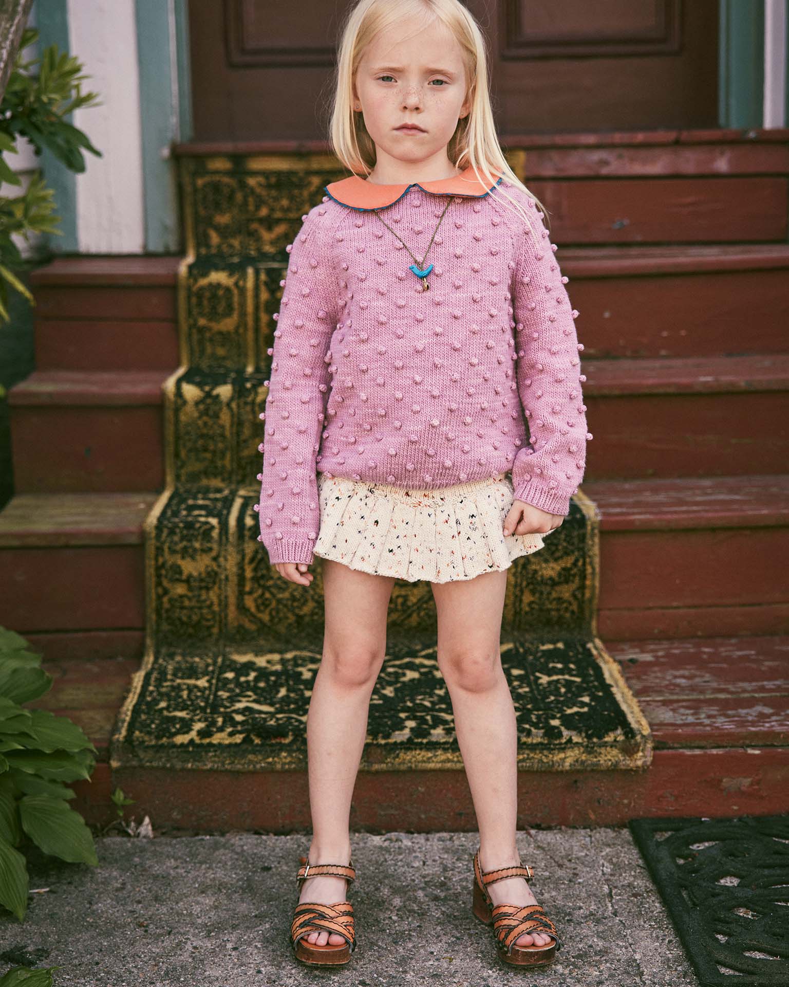 misha + puff summer popcorn sweater in hazy lilac at Little