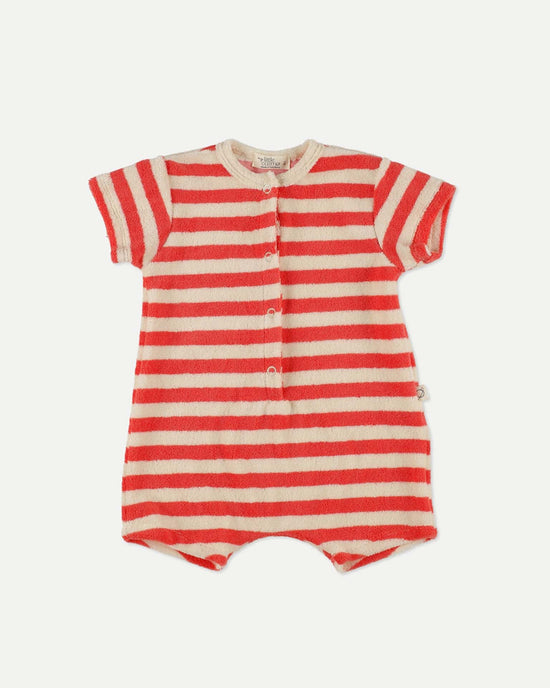 Little my little cozmo baby archer jumpsuit in pink ruby stripes