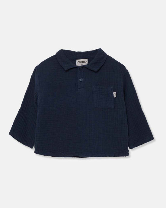 Little my little cozmo baby bernat textured baby shirt in navy