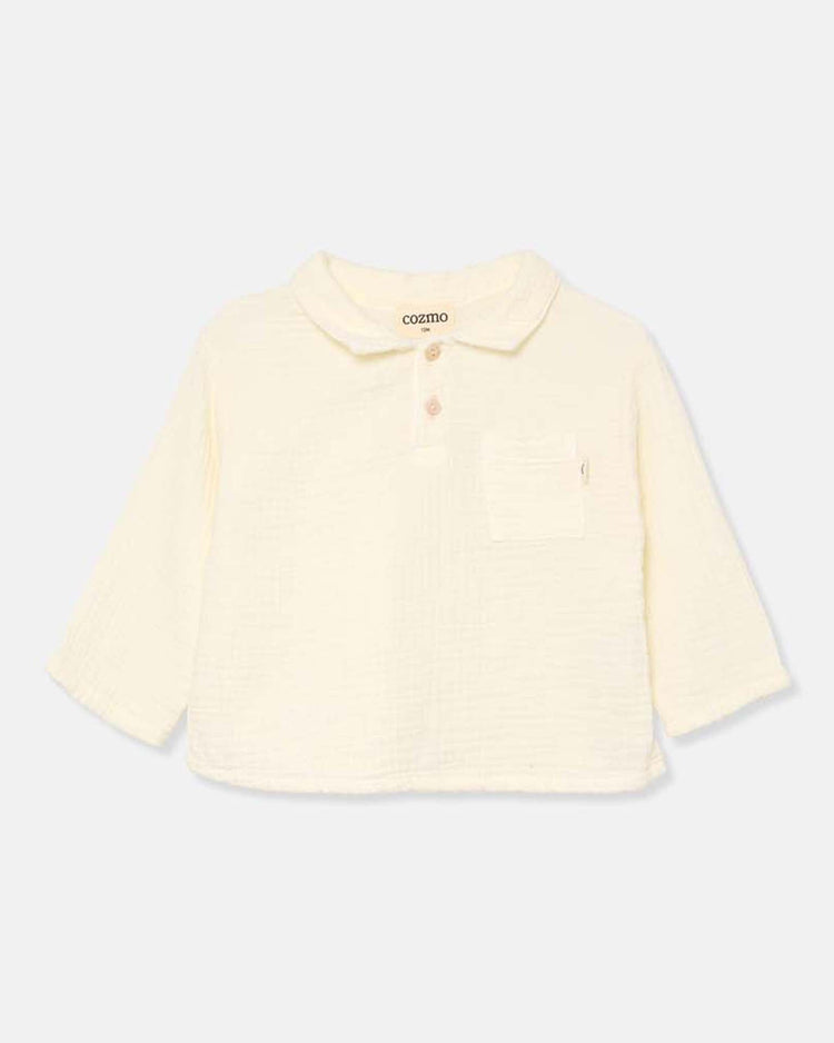 Little my little cozmo kids bernat textured shirt in ivory