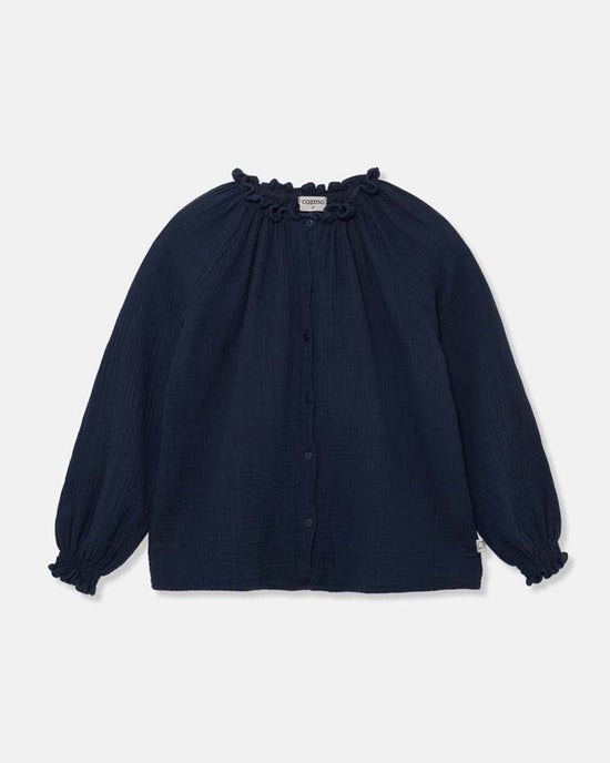 Little my little cozmo kids blanca textured blouse in navy
