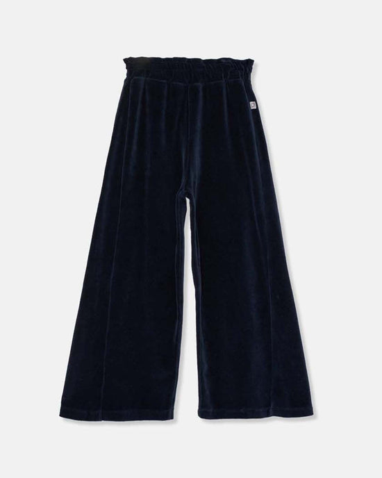 Little my little cozmo kids coco organic velour pants in navy