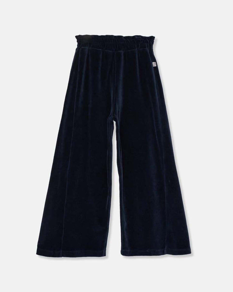 Little my little cozmo kids coco organic velour pants in navy