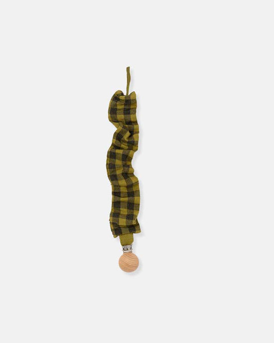 Little my little cozmo baby one size gingham pacifier clip in green