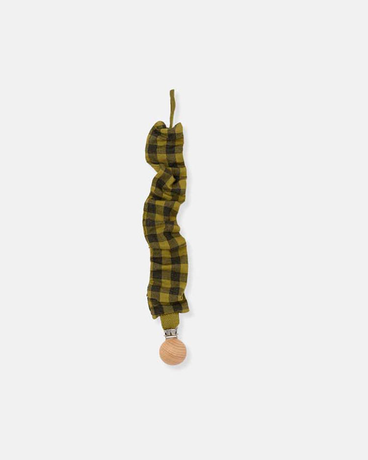 Little my little cozmo baby one size gingham pacifier clip in green