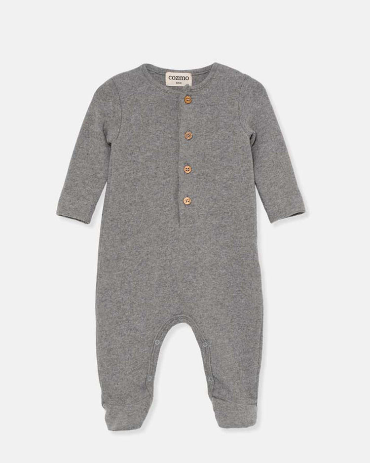 Little my little cozmo baby glen soft knit newborn jumpsuit in grey
