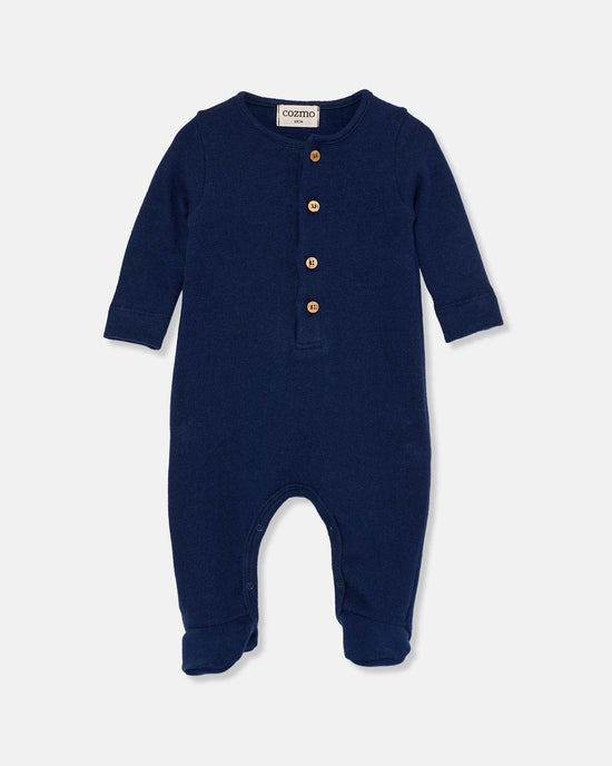 Little my little cozmo baby glen soft knit newborn jumpsuit in navy