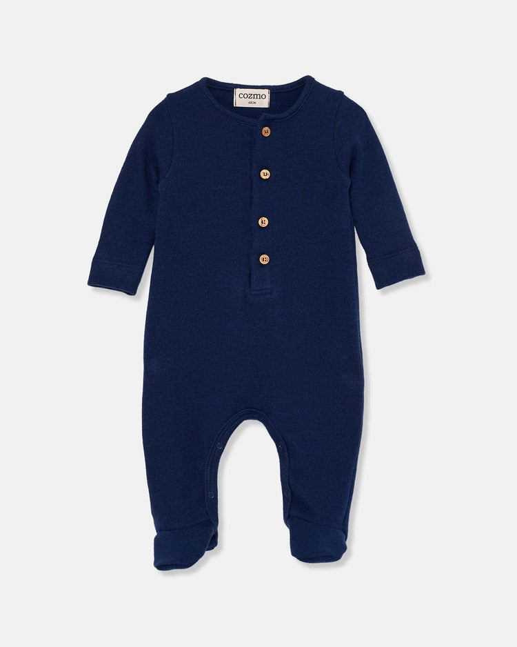 Little my little cozmo baby glen soft knit newborn jumpsuit in navy