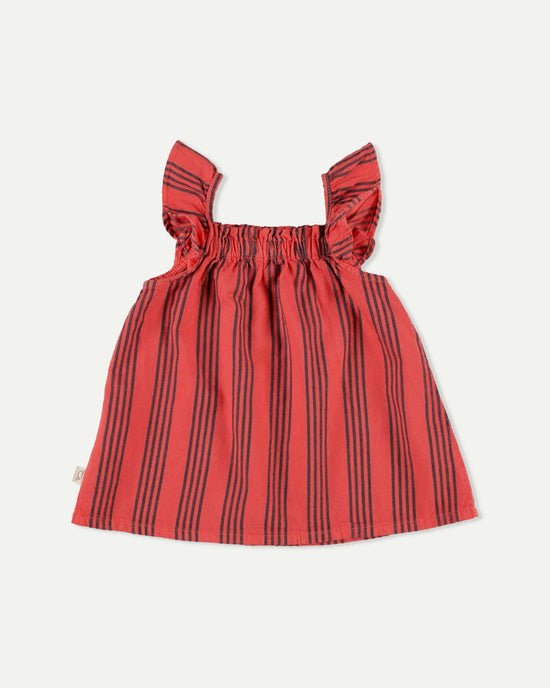 Little my little cozmo baby lucia dress in pink ruby stripes