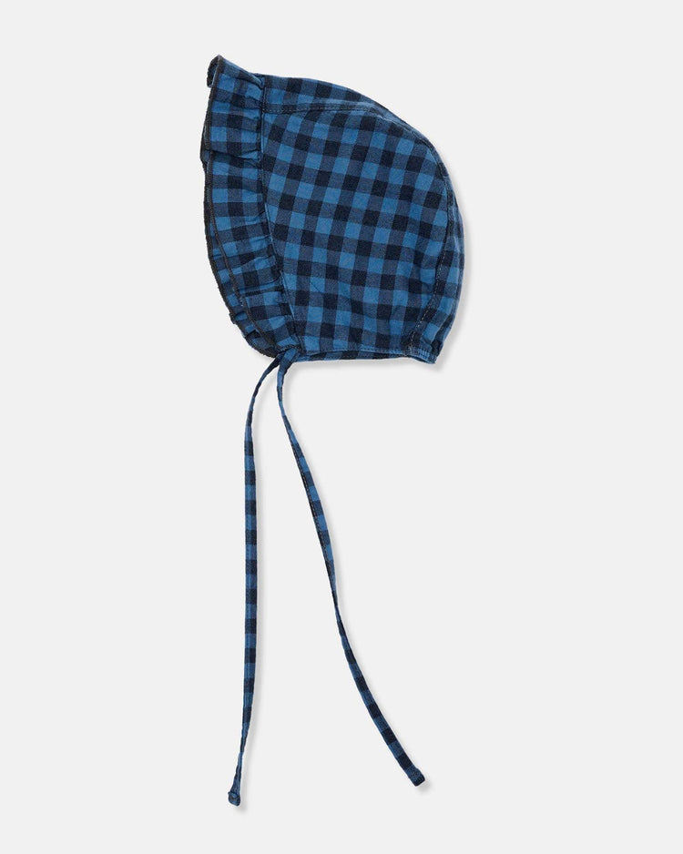 Little my little cozmo baby olivia gingham baby bonnet in blue