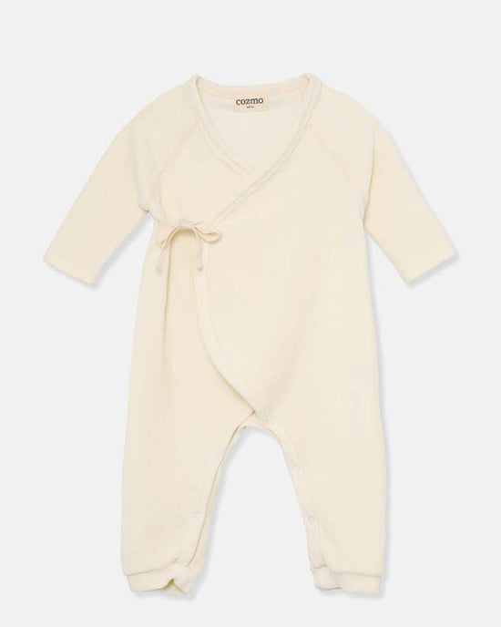 Little my little cozmo baby rene velour corduroy newborn jumpsuit in ivory