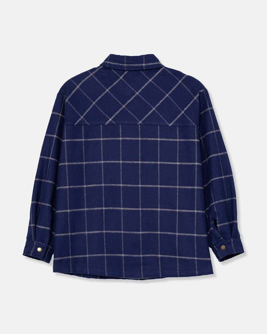 Little my little cozmo kids samuel plaid flannel shirt in navy