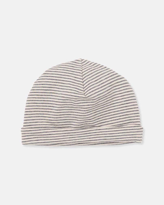 Little my little cozmo baby one size striped newborn beanie in grey