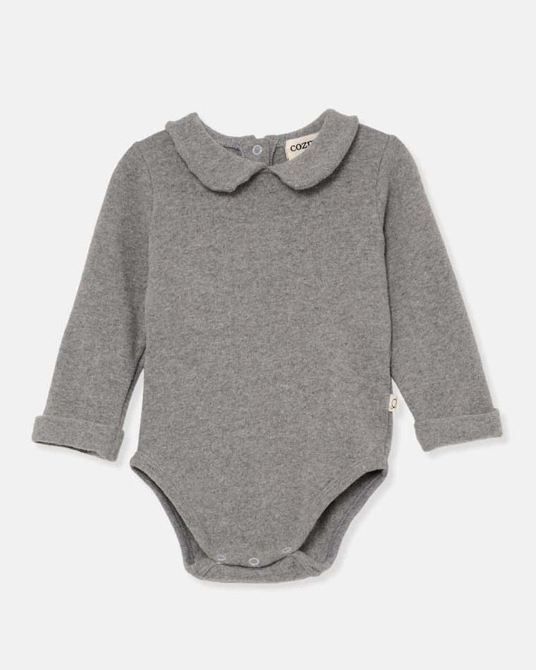 Little my little cozmo baby ter soft knit baby bodysuit in grey