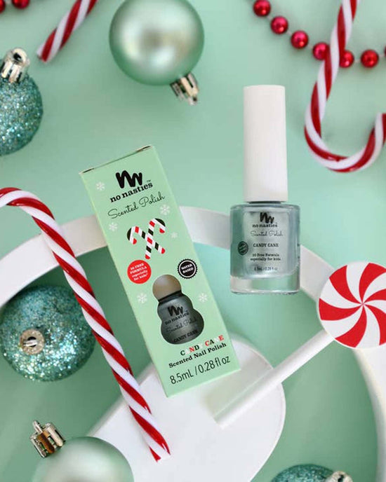 Little no nasties play water based nail polish in candy cane green