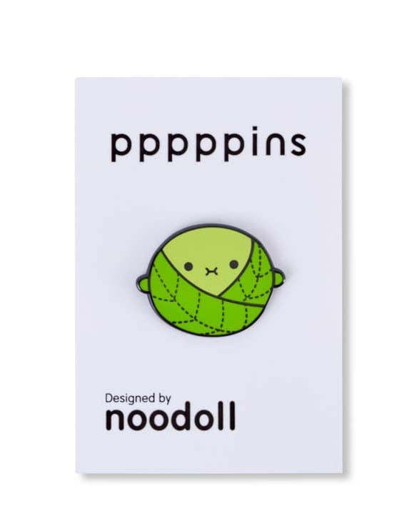 Little noodoll accessories riceprout green brussel sprout enamel pin