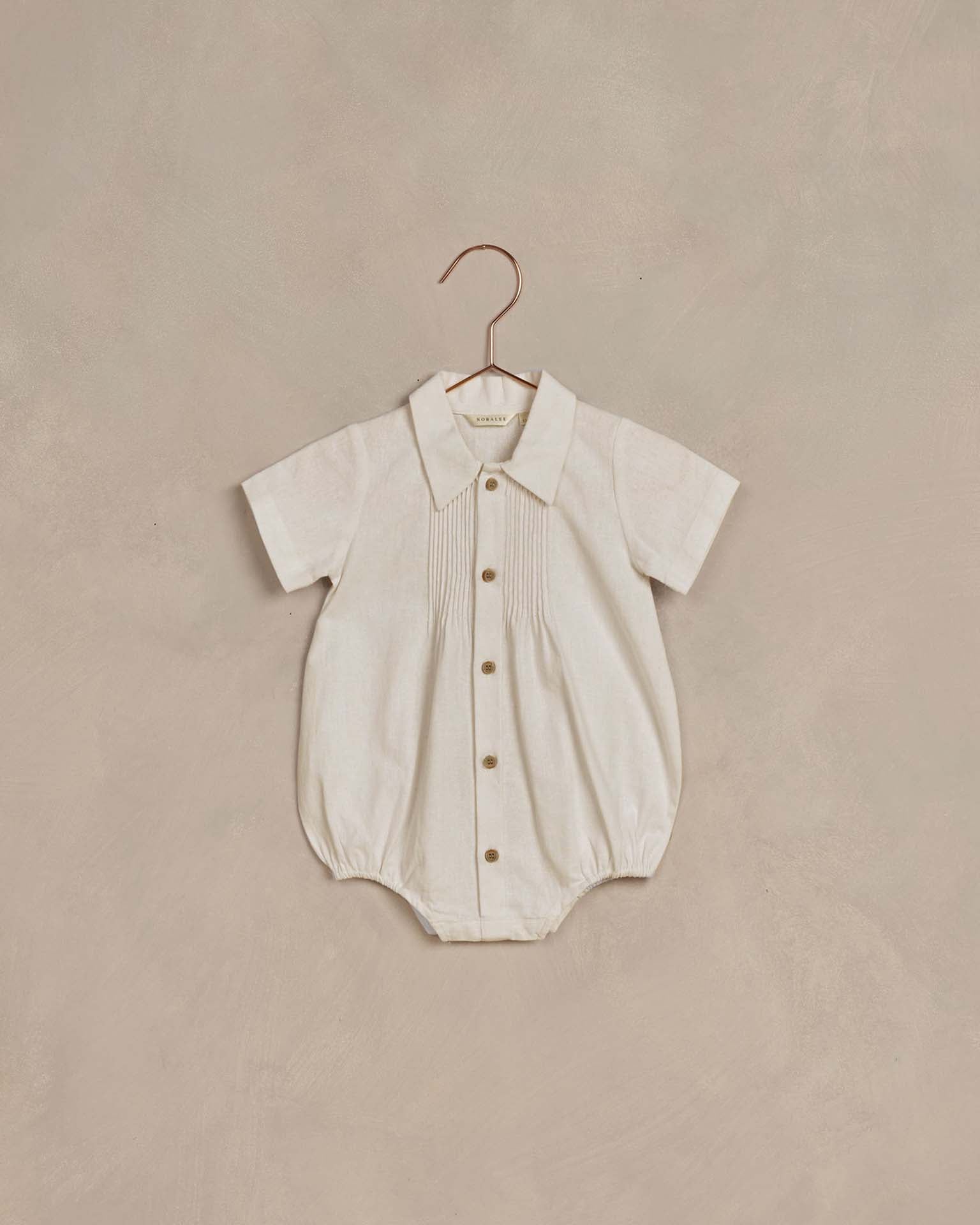 Little noralee baby henry romper in ivory