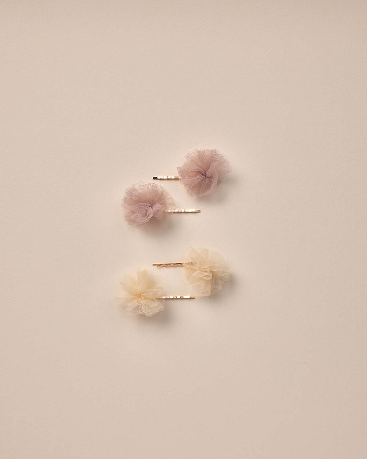 Little noralee accessories pom pom pins in champagne + rose