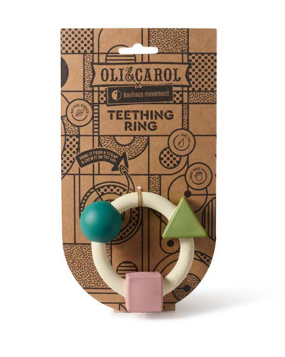 Little oli + carol baby accessories bauhaus teething ring in pastel colors