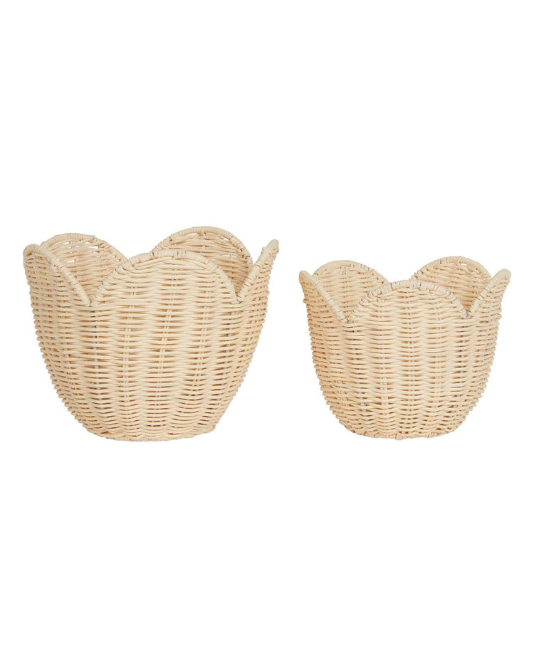 Little olli ella room rattan lily basket set in butter cream