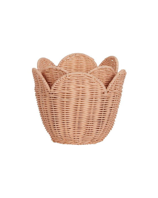 Little olli ella room rattan lily basket set in seashell pink