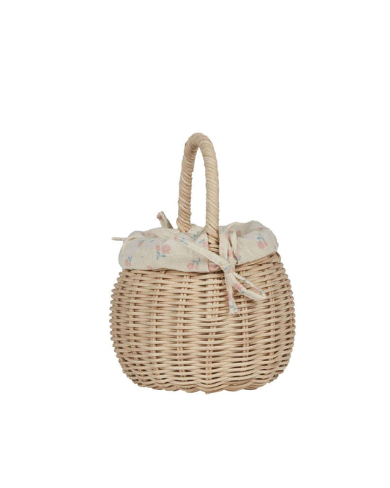 Little olli ella room straw rattan berry basket with lining in pansy