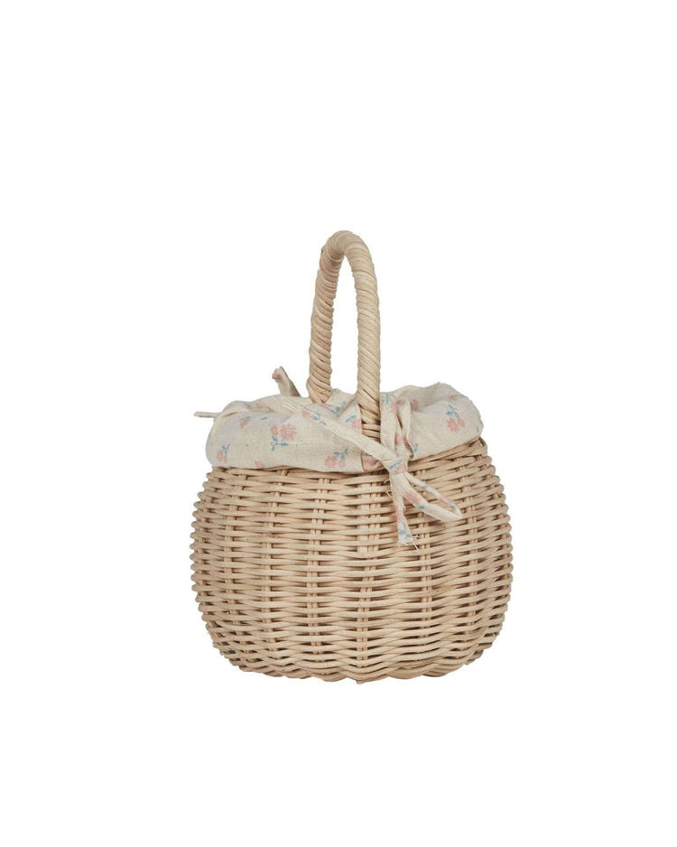 Little olli ella room straw rattan berry basket with lining in pansy