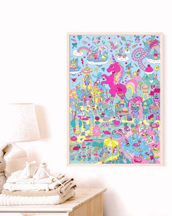 Little omy play unicorn sticker poster