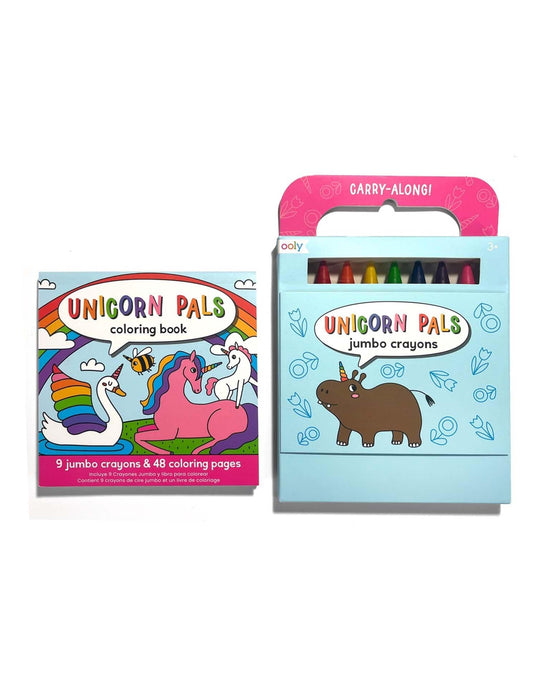 Little ooly play carry along! coloring book + crayon set unicorn pals