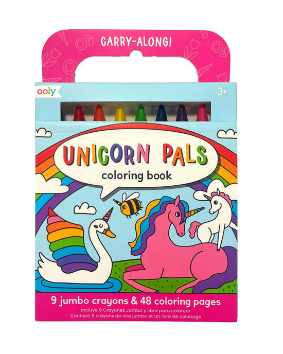 Little ooly play carry along! coloring book + crayon set unicorn pals