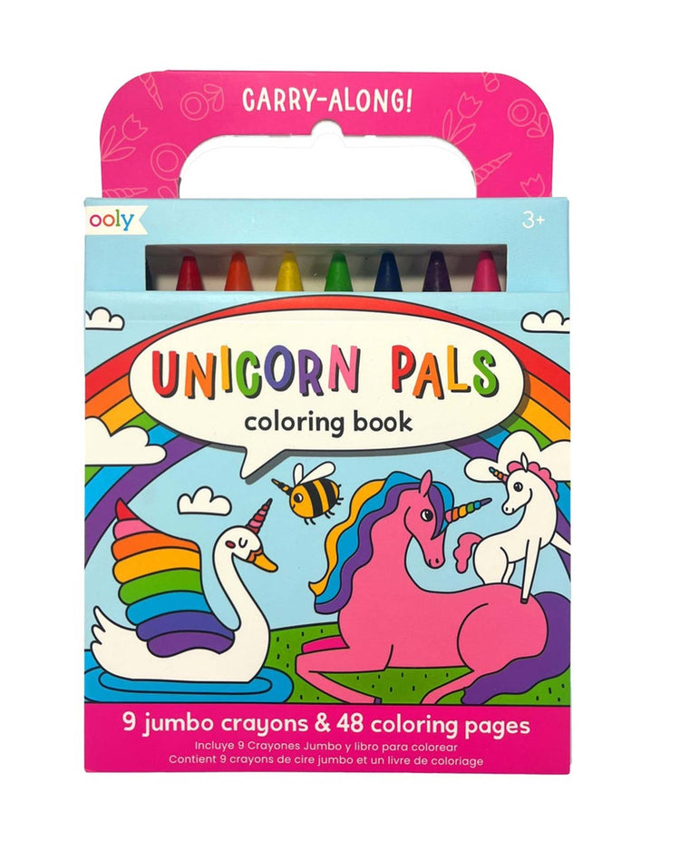Little ooly play carry along! coloring book + crayon set unicorn pals