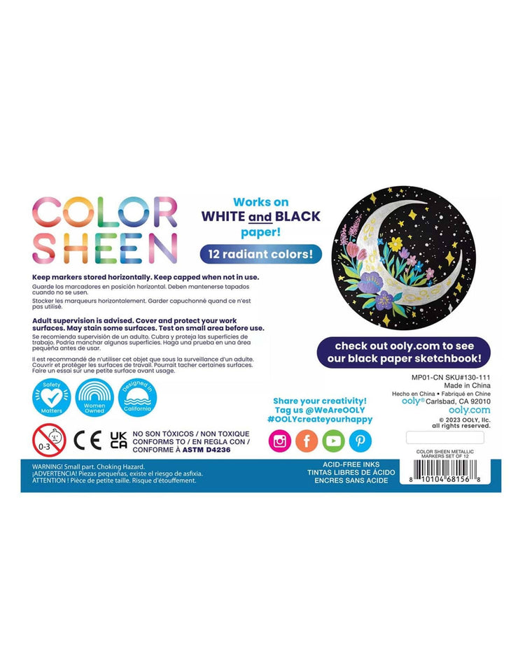Little ooly play color sheen metalllic markers set of 12