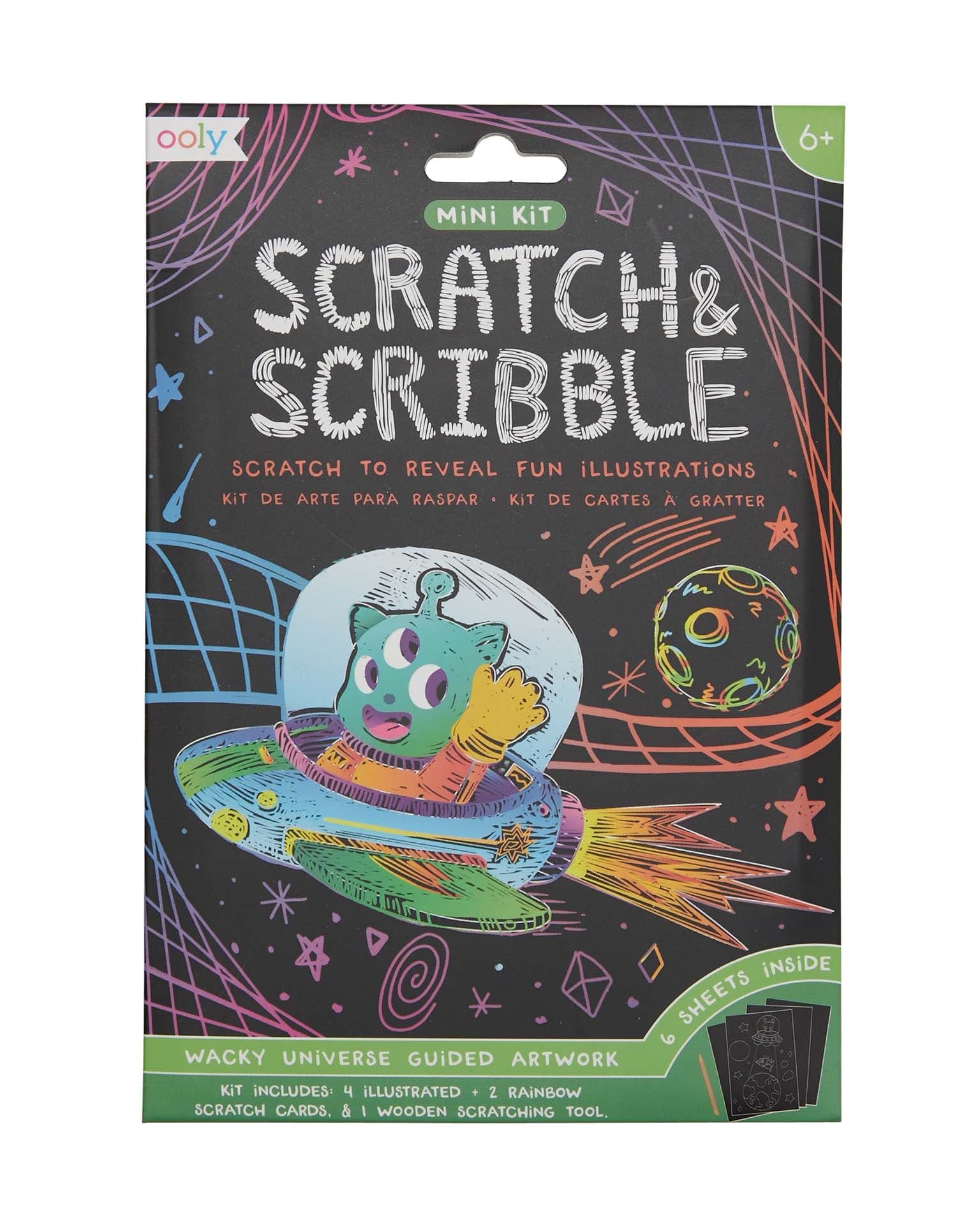 mini scratch & scribble art kit: wacky universe – Little