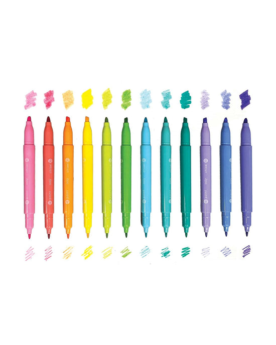 Little ooly play pastel hues dual tip markers - set of 12