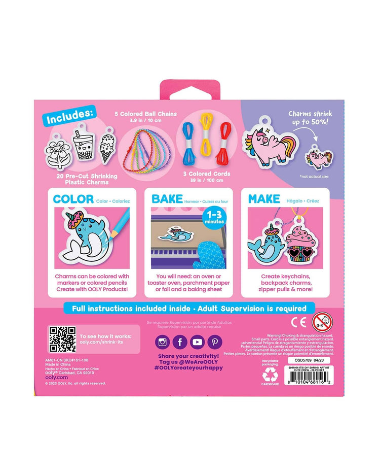 Little ooly play shrink-its diy shrink art kit - cute crew